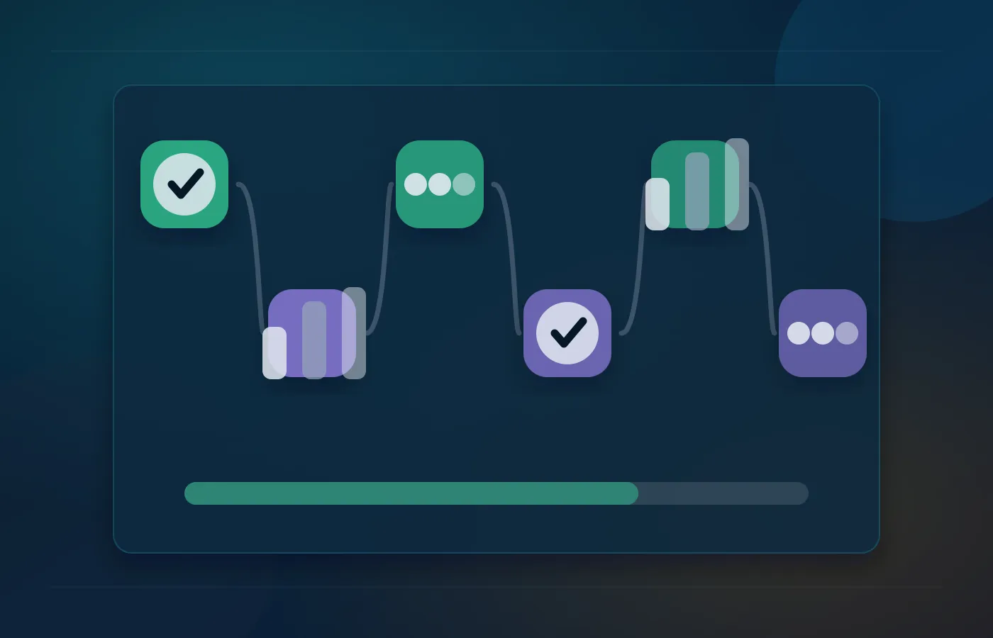 Abstract one-week CRM trial checklist for users, sample import, pipeline, activity, reporting, paid trigger, pricing, and complexity checks